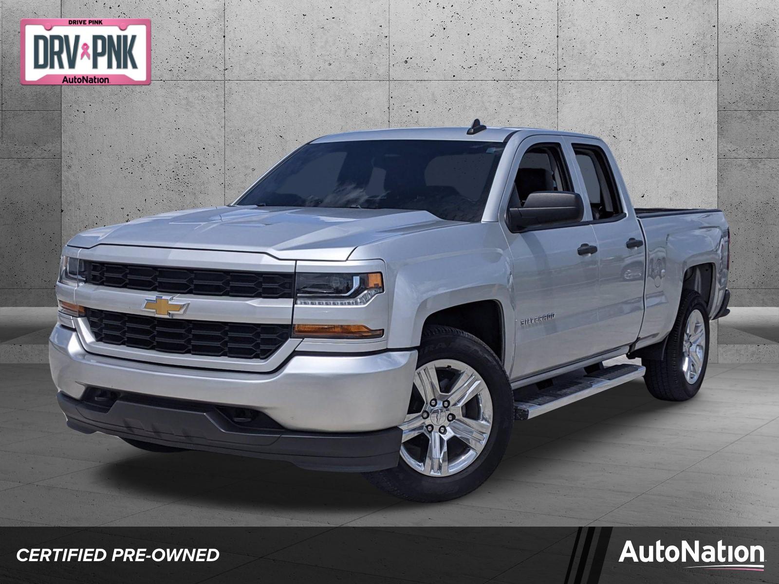 Certified Silver Ice Metallic 2018 Chevrolet Silverado 1500 Double Cab Standard Box 2 Wheel Drive Custom For Sale In Miami Fl Jz199844