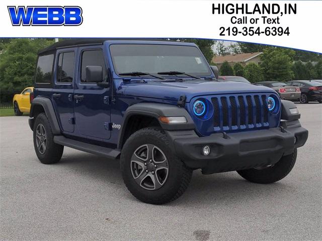 Used Ocean Blue Metallic Clearcoat 18 Jeep Wrangler Unlimited Sport 4x4 1c4hjxdg9jw