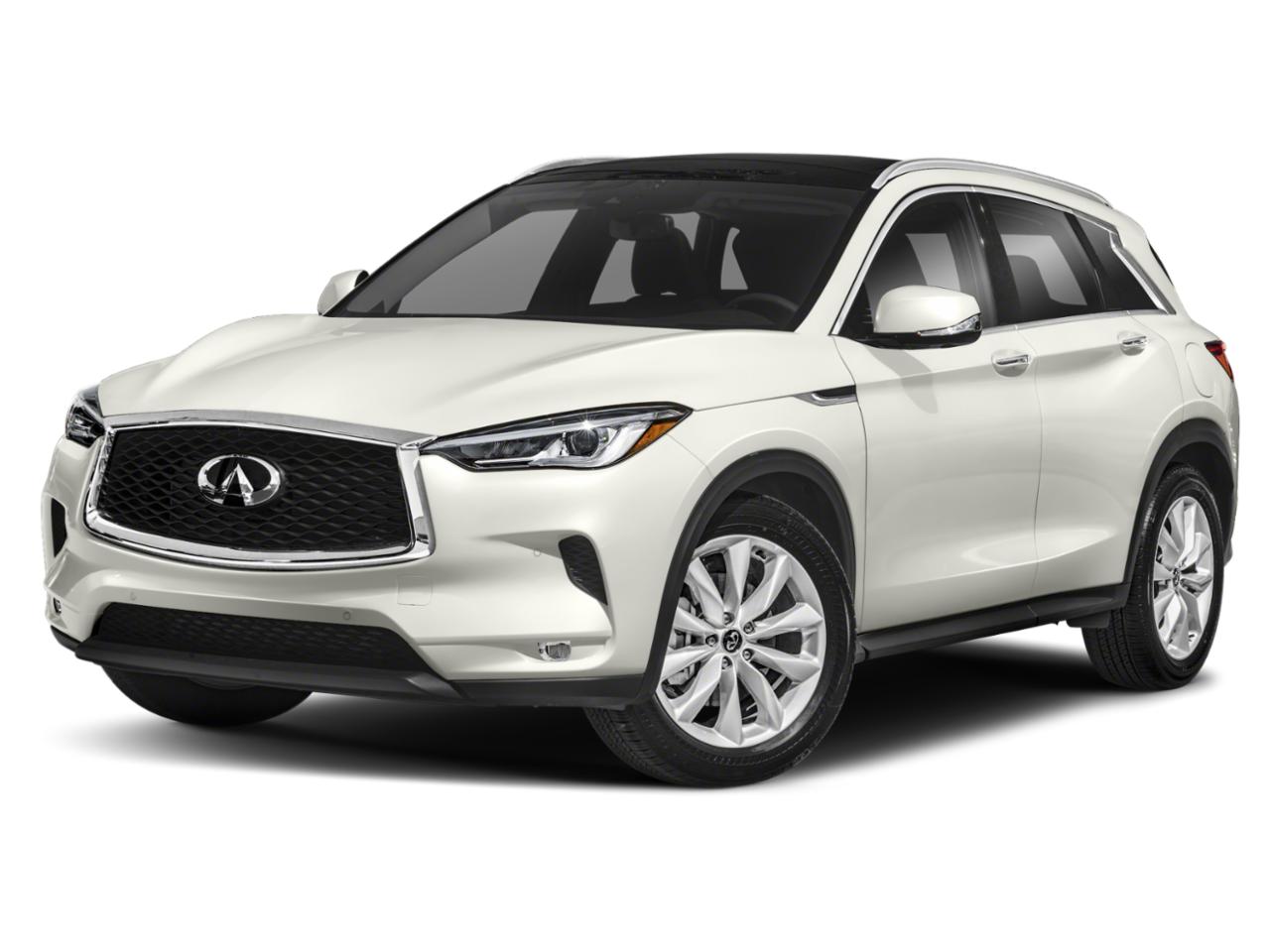 A 2021 INFINITI QX50 in Greenville SC dealer Bradshaw INFINITI. Mocha